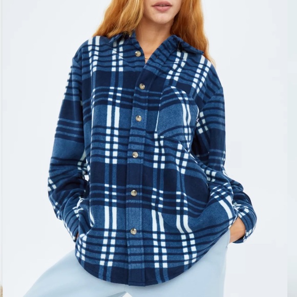 Aritzia TNA Polar Button-Up Cognac/Earthy Ocher EUC Small/Medium - Picture 5 of 7